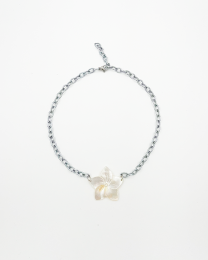 COLLIER_HIBISCUS ARGENTÉ